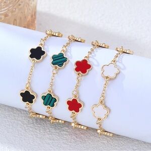New Lucky Clover Bracelets 14K Gold Plated (Set of 4) | Various Colors